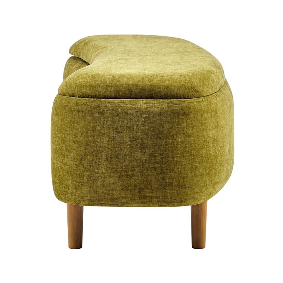 Leony Chenille Storage Bench, Seneca Olive  by New Pacific Direct
