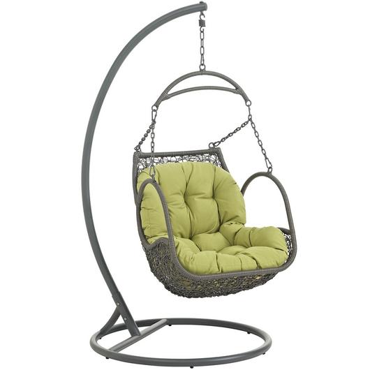 Grove Outdoor Patio Wood Swing Chair In Peridot by Modway Furniture