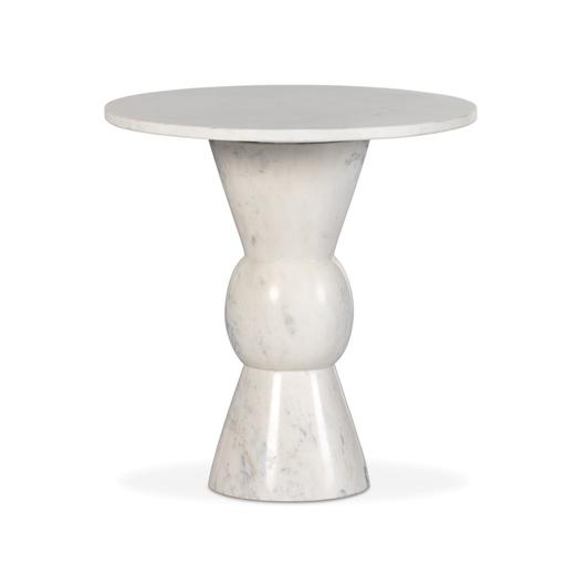 Fox End Table In Polished White Marble by FOUR HANDS