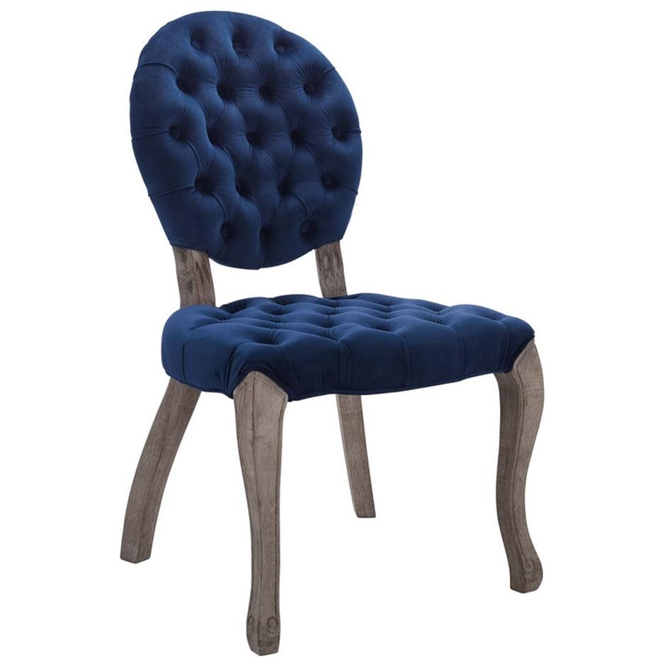 Archibald French Vintage Dining Performance Velvet Side Chair In Navy by Modway Furniture