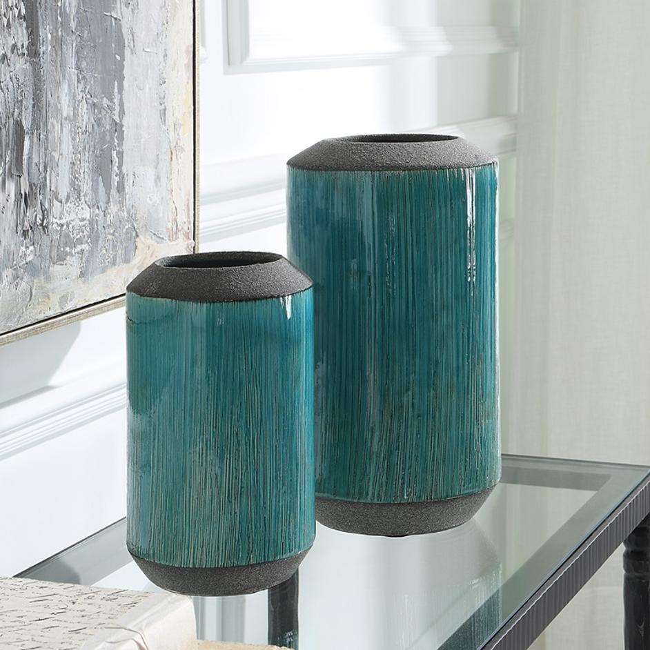 Maui Aqua Blue Vases, S/2 by Uttermost