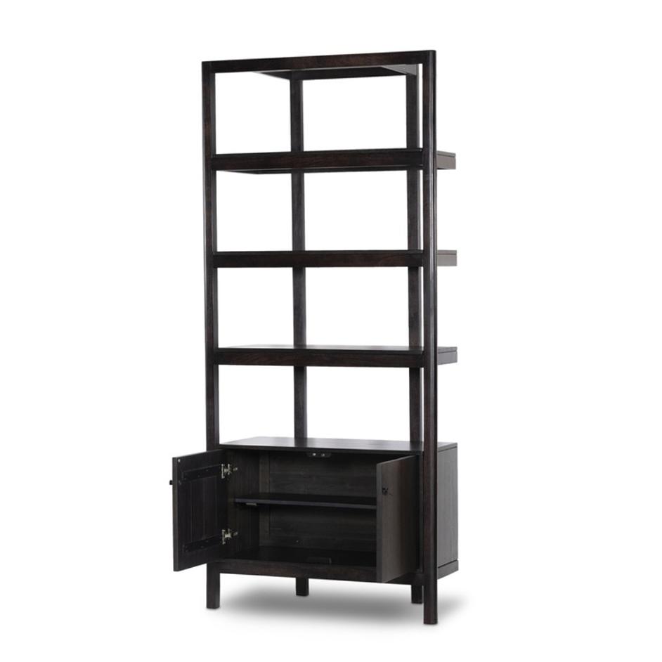 Reza Bookcase - Worn Black Acacia by Four Hands