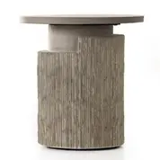 Huron Outdoor End Table In Textured Flint by FOUR HANDS