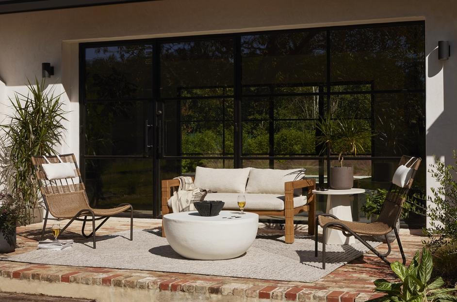 Bowman Outdoor End Table In White Concrete by FOUR HANDS