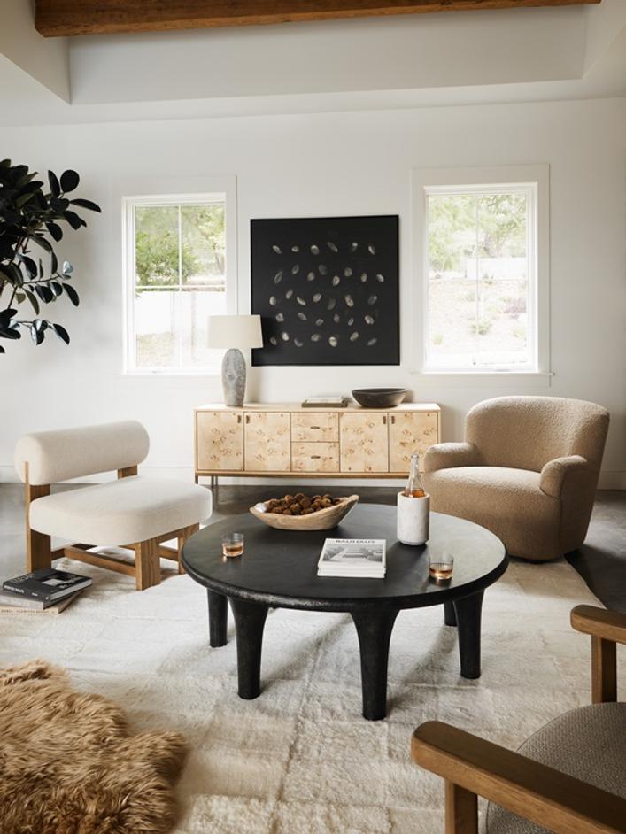 Kelden Coffee Table In Raw Black by FOUR HANDS