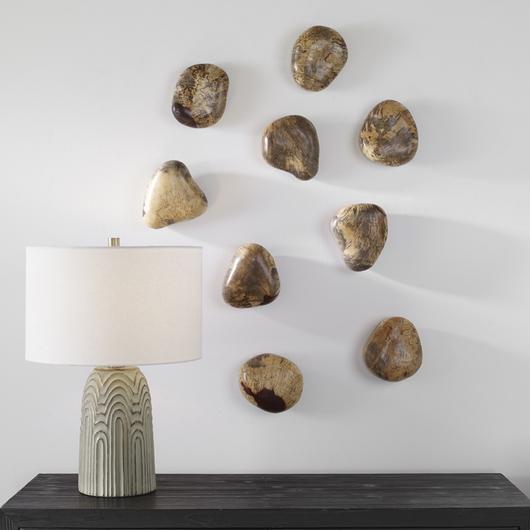 Pebbles Blonde Wood Wall Décor, S/9 by Uttermost