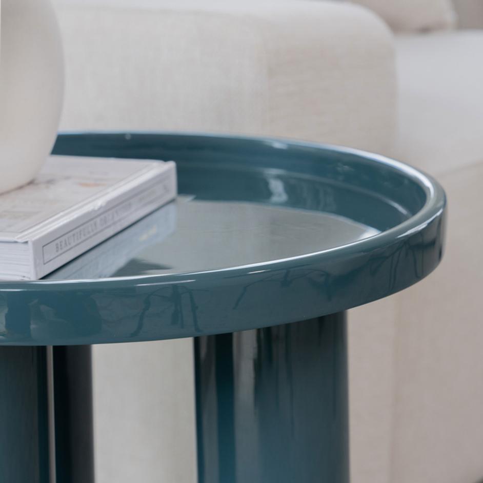 Teal Enamel End Table by Urbia Imports