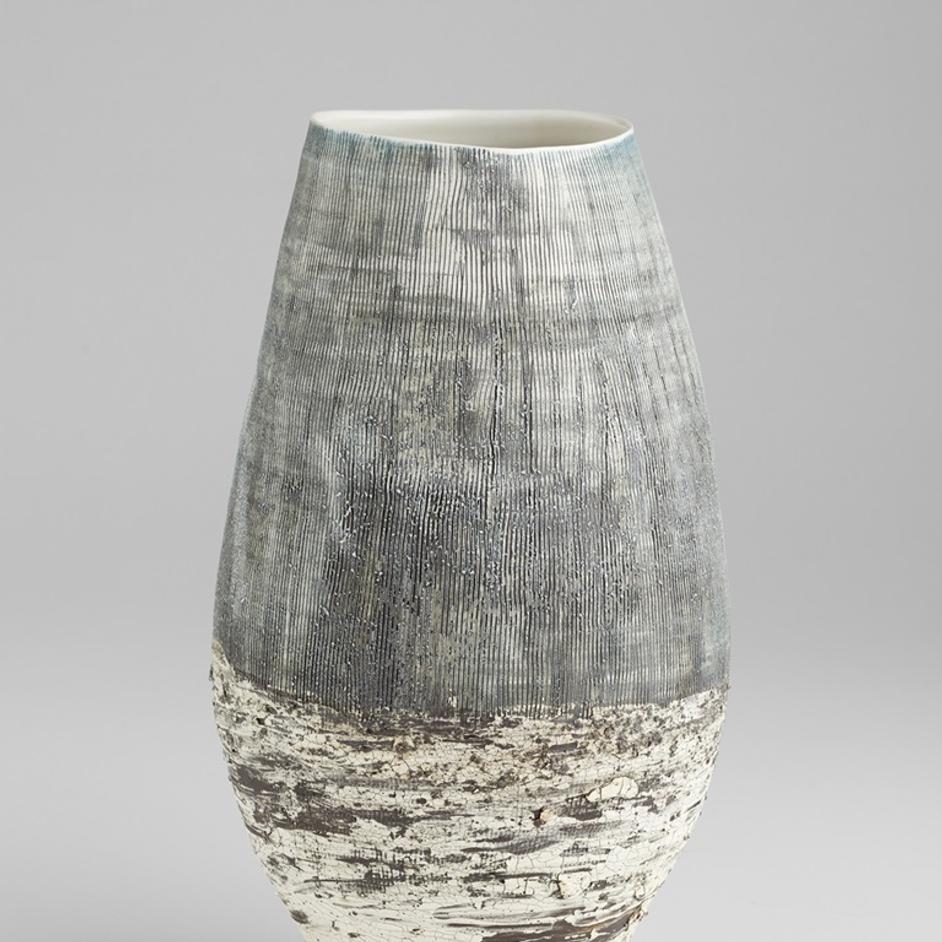 Calypso Vase | Off White | Brown - Large by Cyan Design