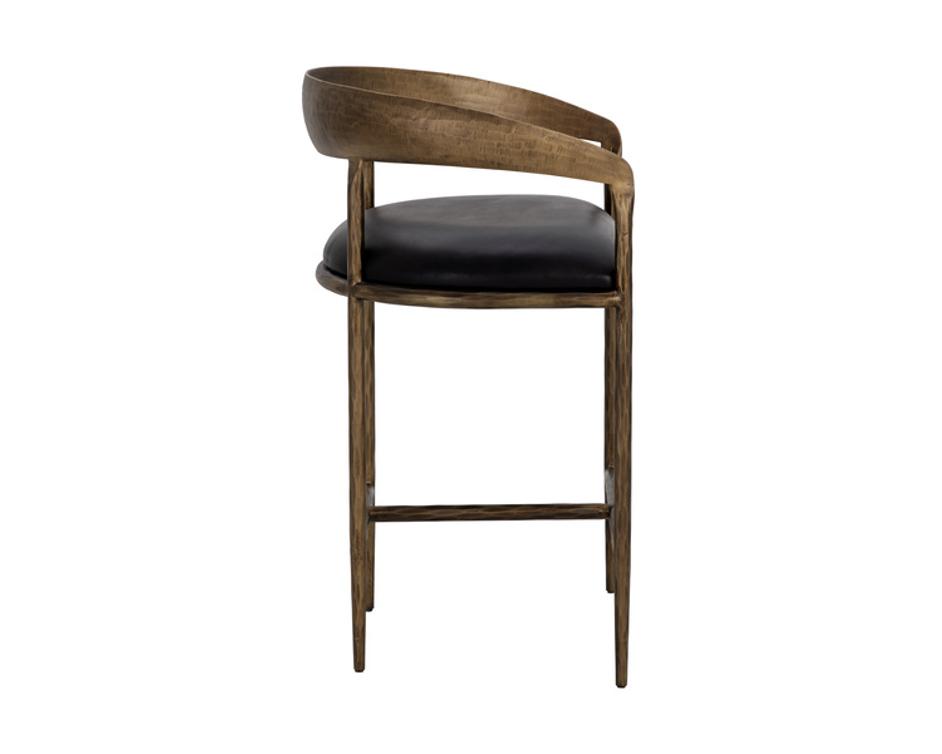 ZANATTA COUNTER STOOL - CHARCOAL BLACK LEATHER by Sunpan