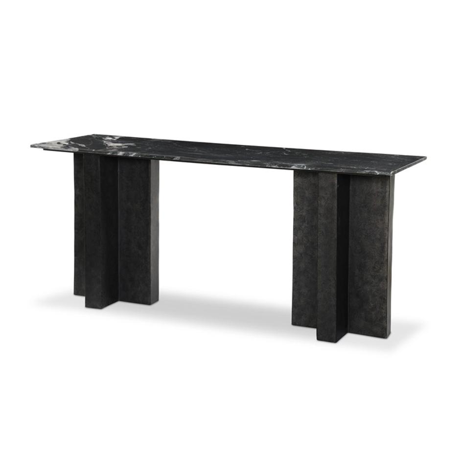 Terrell Large Console Table - Black Marble by Four Hands