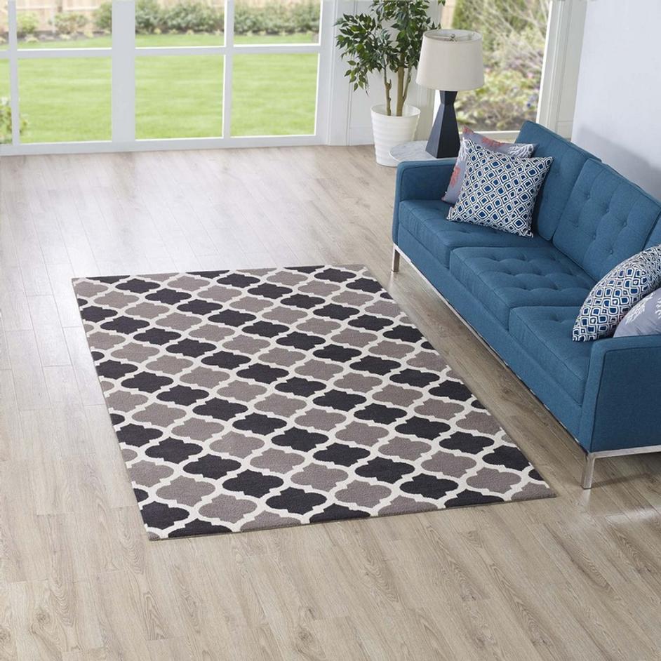Vaysman Moroccan Trellis 5X8 Area Rug In Charcoal And Black by Modway Furniture