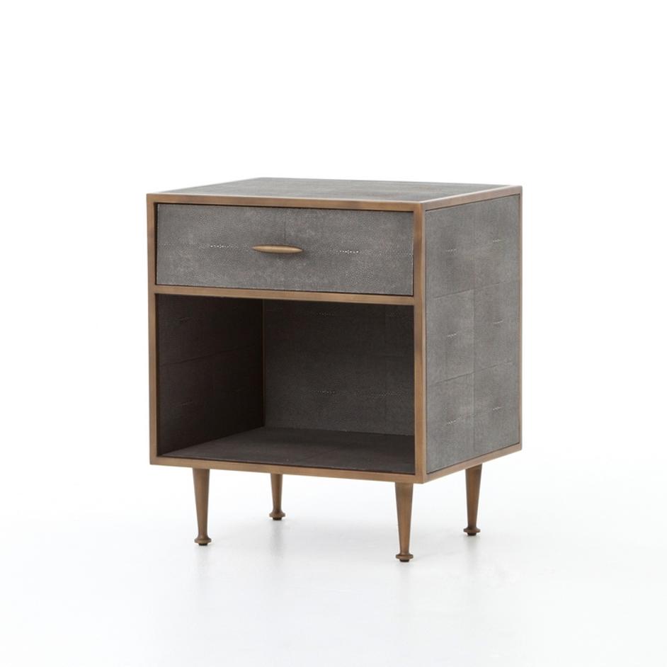 Shagreen Bedside Table-Antique Brass by FOUR HANDS
