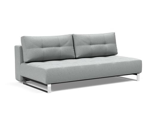 SUPREMAX D.E.L. SLEEPER SOFA in MELANGE LIGHT GREY FABRIC WITH Chrome legs 538 by INNOVATION USA