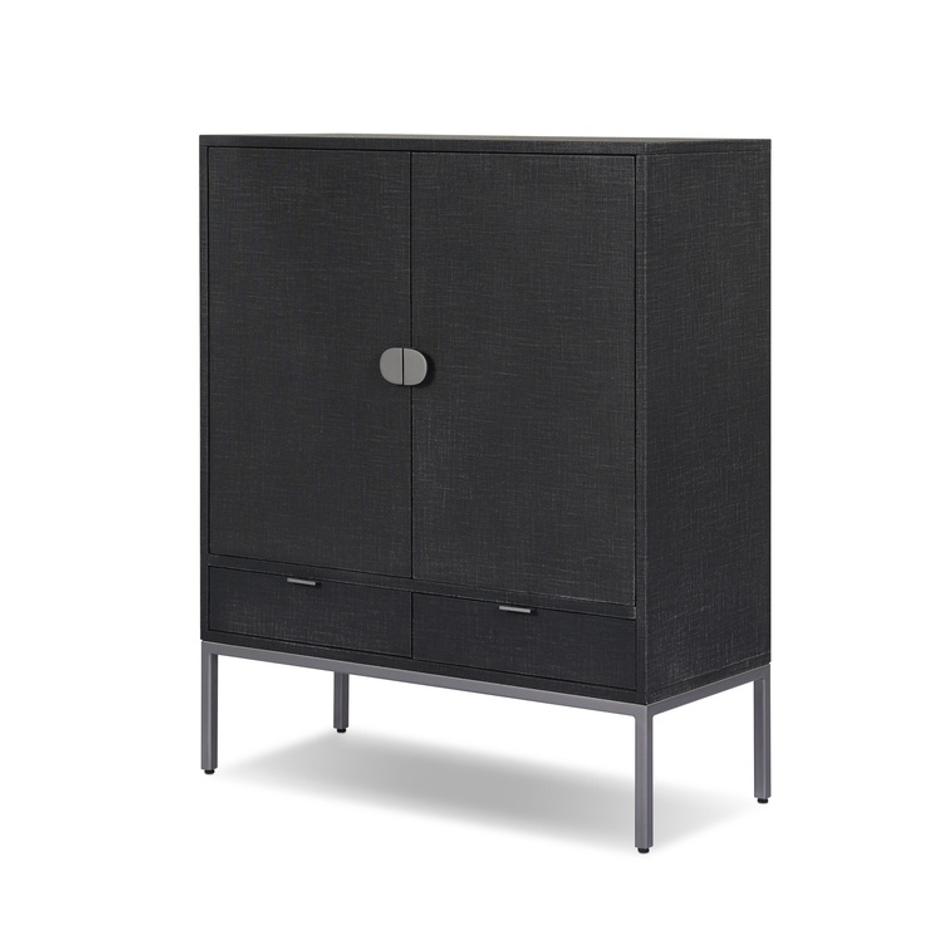 Cressida Bar Cabinet - Black Linen by Four Hands