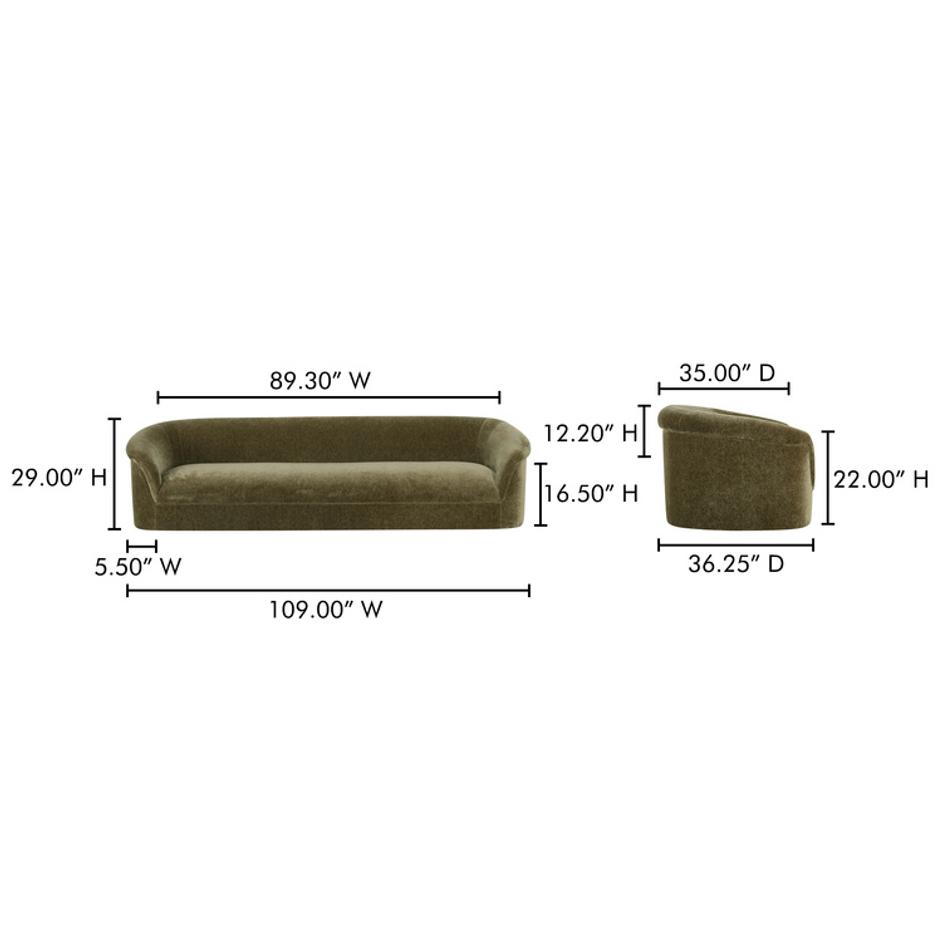 Thora Sofa Dark Green by Moes Home