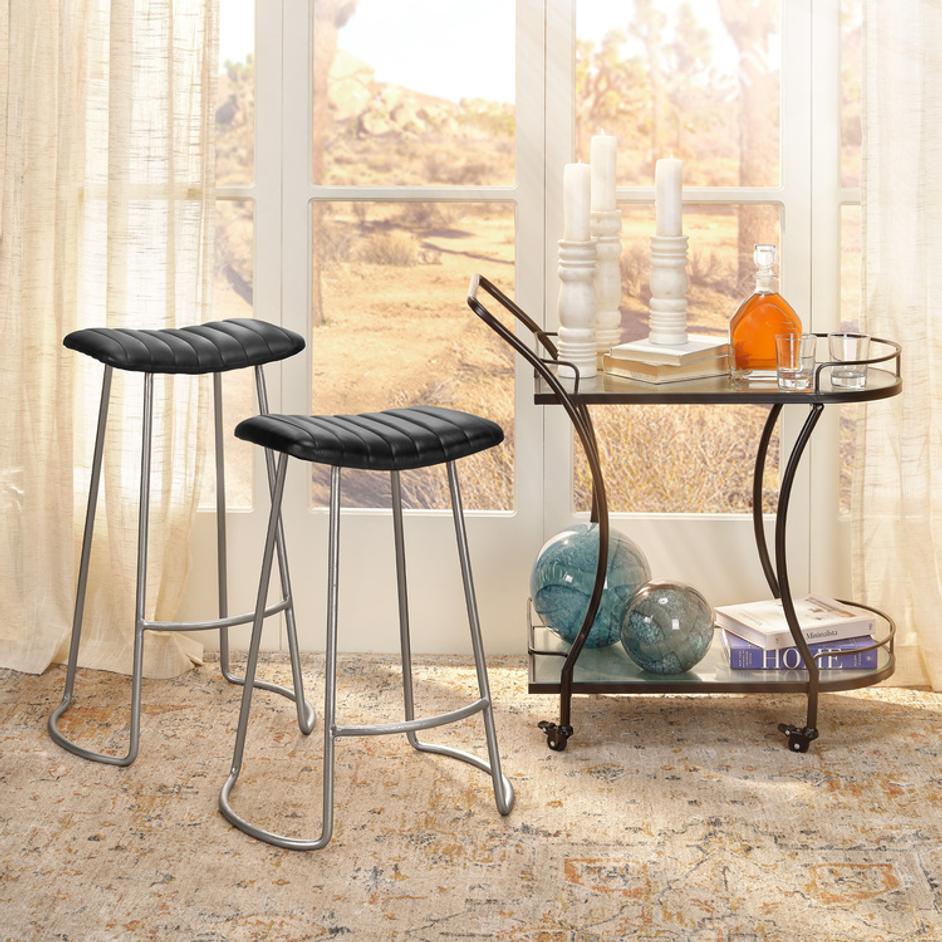 Theo Leather Counter Stool, Grey by Jamie Young