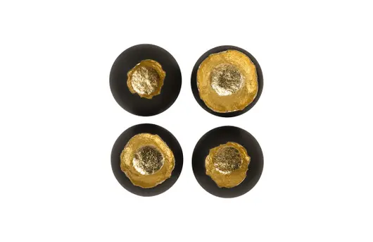Broken Egg Wall Art, Black and Gold Leaf, Set of 4 by PHILLIPS COLLECTION