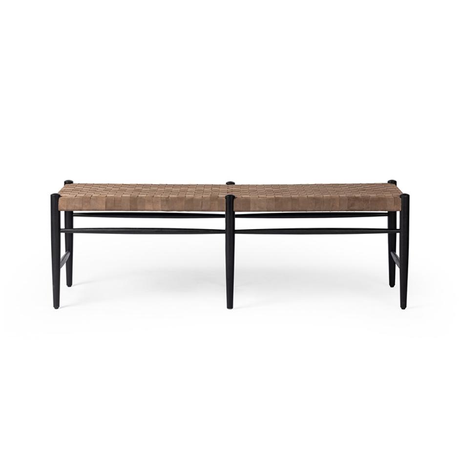 Wyatt Bench In Drifted Matte Black by FOUR HANDS