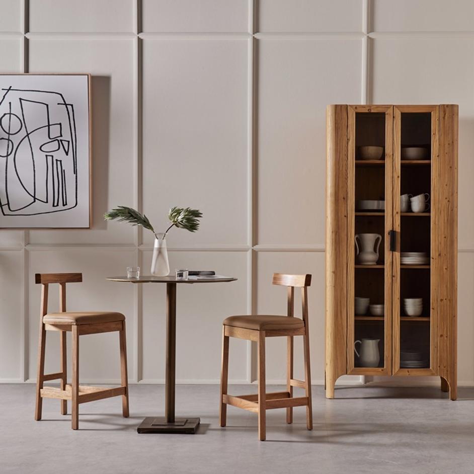 Tex Bar + Counter Stool - Natural Leather by Four Hands