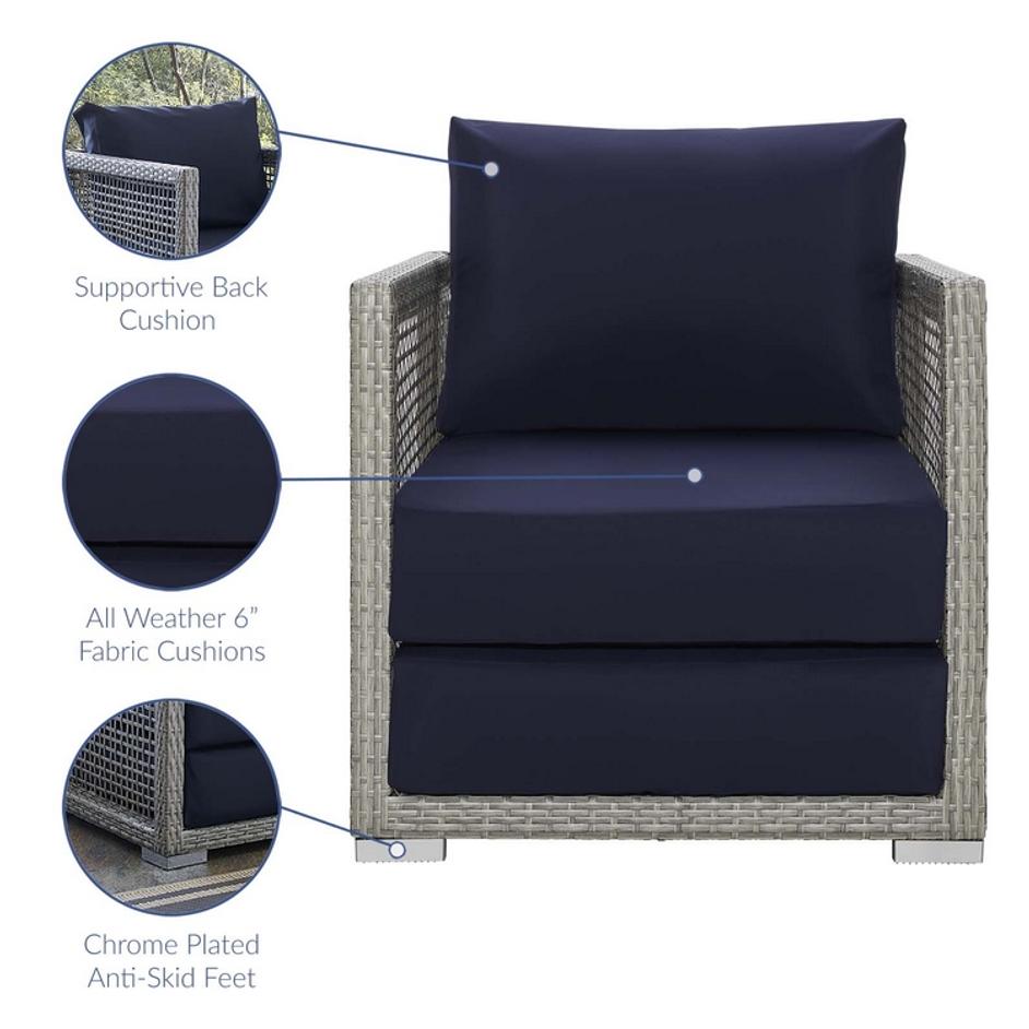 Harman Rattan Outdoor Patio Armchair In Gray Navy by Modway Furniture
