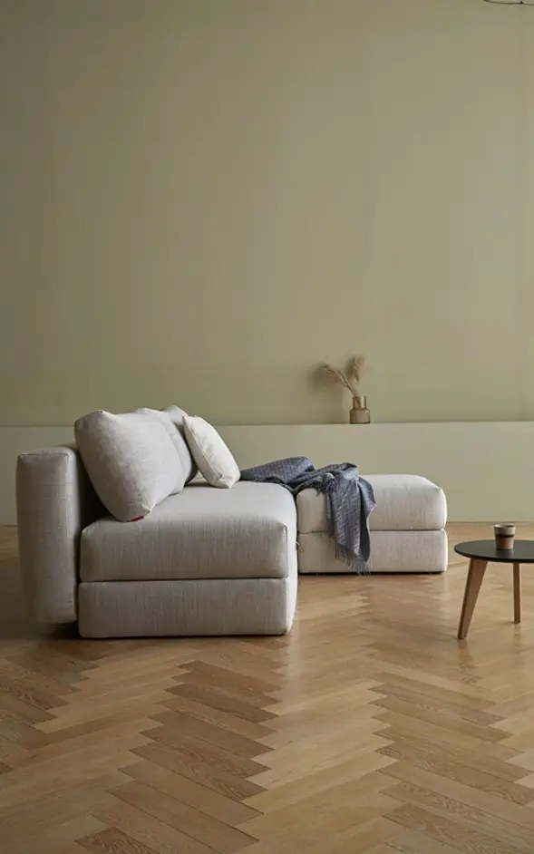 OSVALD FULL SOFABED in KENYA GRAVEL FABRIC WITH Black steel LEGS 579 by INNOVATION USA