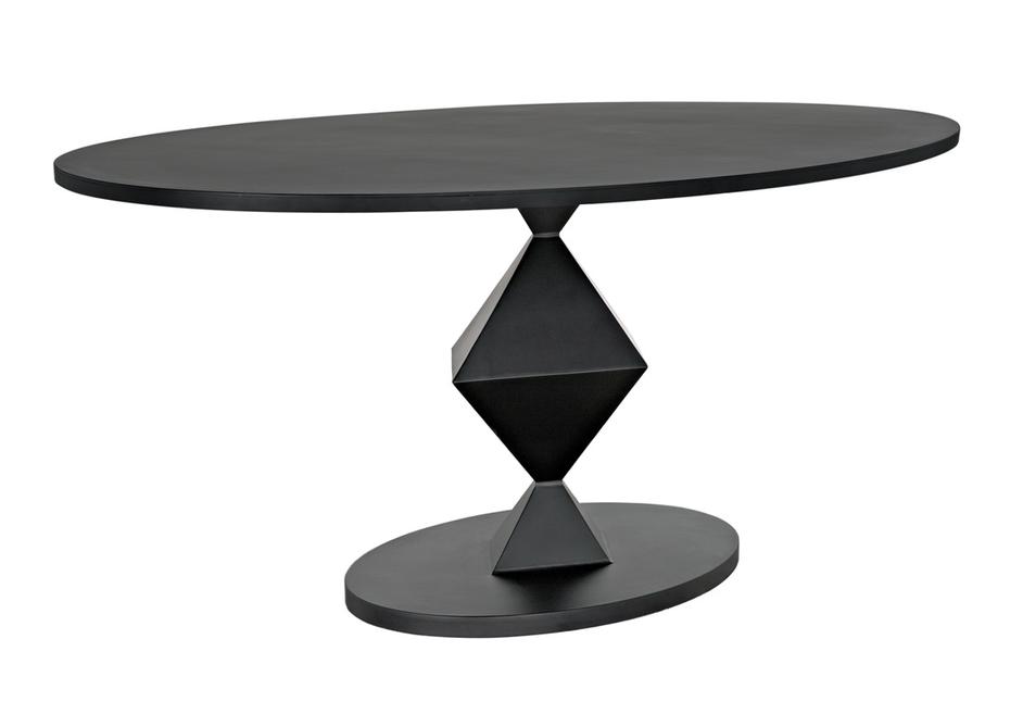 Katana Oval Dining Table, Black Metal by Noir Furniture