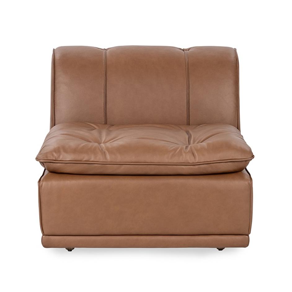 Haven Leather Armless Chair Toffee Brown by Classic Home