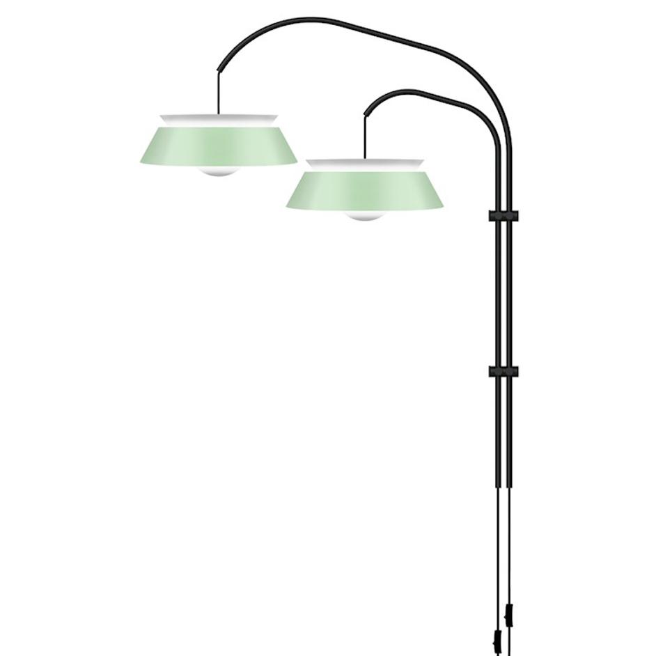 Cuna Mint Green 2-Light Wall Lamp with Black Wall Hanger by UMAGE