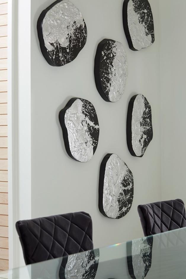Wisp Wall Tile, Chamcha Wood, Silver Leaf on Black by PHILLIPS COLLECTION