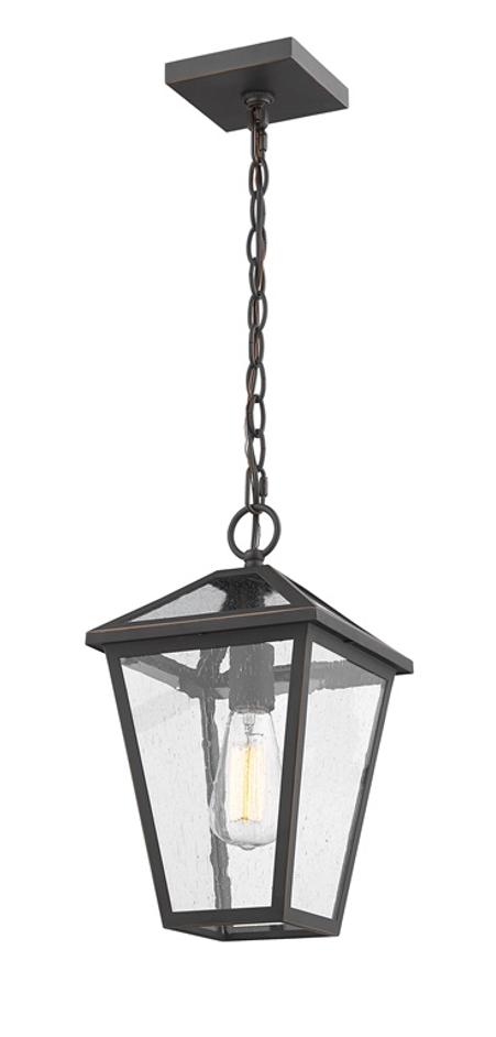 Talbot 1 Light Outdoor Chain Mount Ceiling Fixture in Rubbed Bronze Finish by Z-Lite
