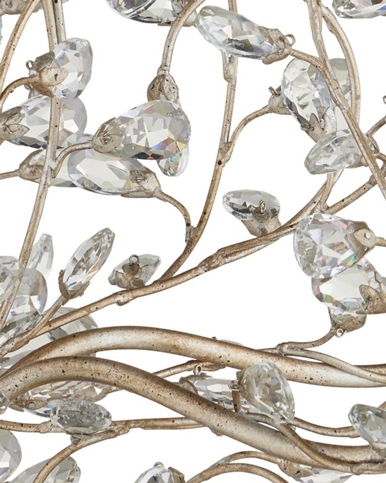 Crystal Bud Silver Small Chandelier In Silver Granello by Currey & Company
