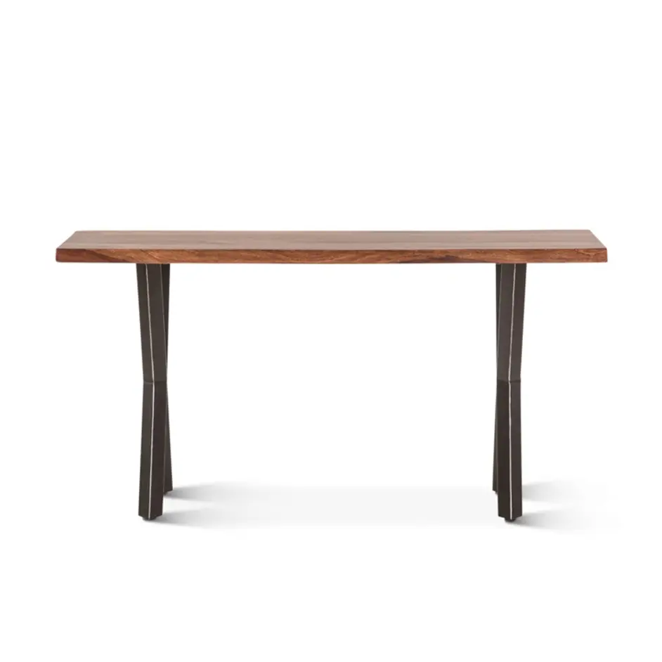 Brisbane 58" Sheesham Wood and Iron Console Table, Natural by Home Trends & Design
