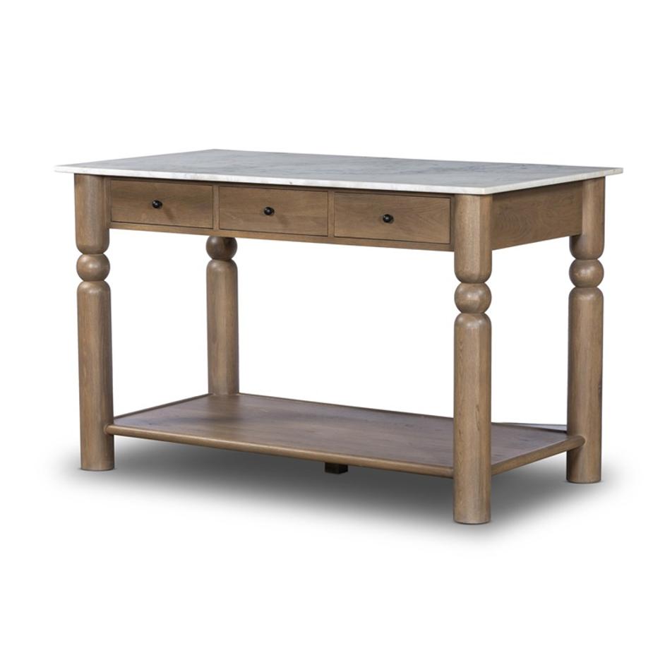 Dothan Kitchen Island - White Marble by Four Hands