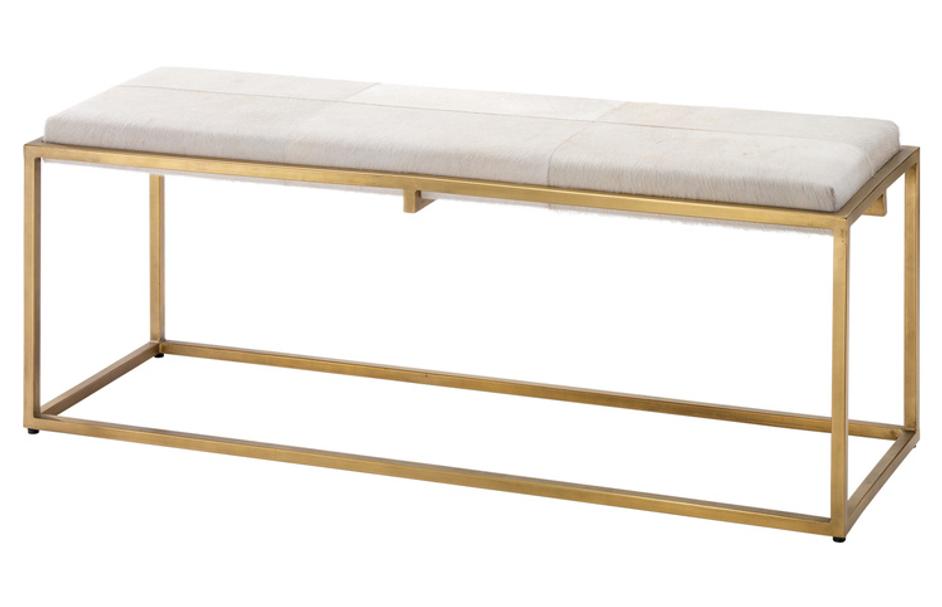 Shelby Hide Bench, White by Jamie Young