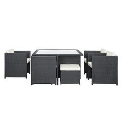 Resendis 9 Piece Outdoor Patio Dining Set In Espresso White by Modway Furniture