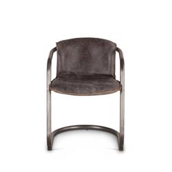 Portofino Distressed Antique Ebony Leather Dining Chair by Home Trends & Design
