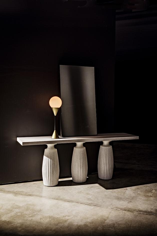 Evelyn Console in White Wash Mahogany and Veneer by Noir Furniture