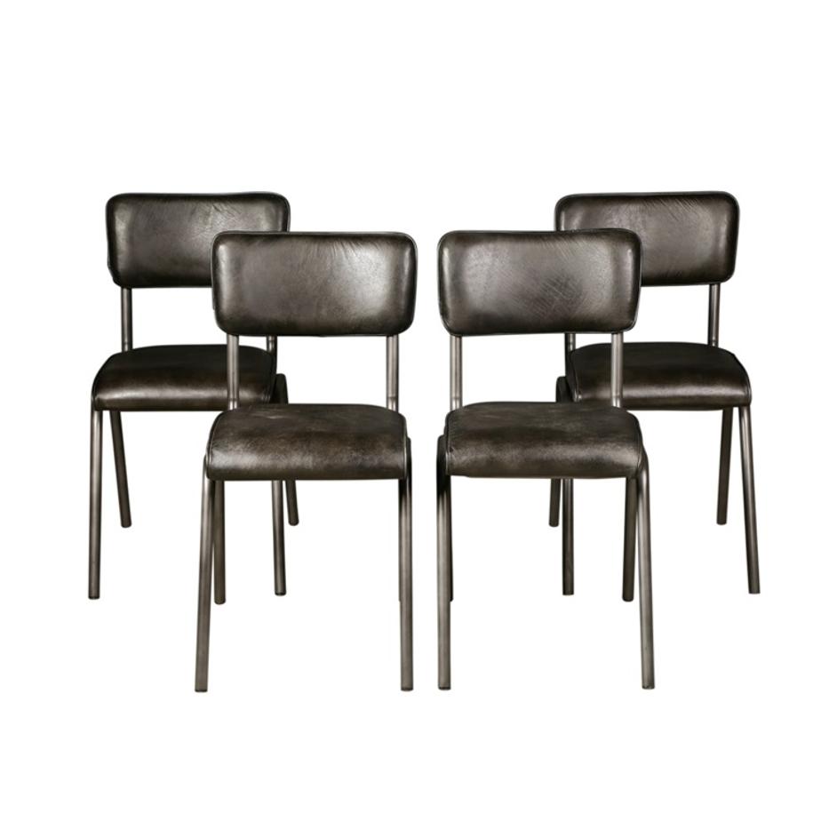 Bill 17" Ebony Leather and Iron Dining Chair by Home Trends & Design