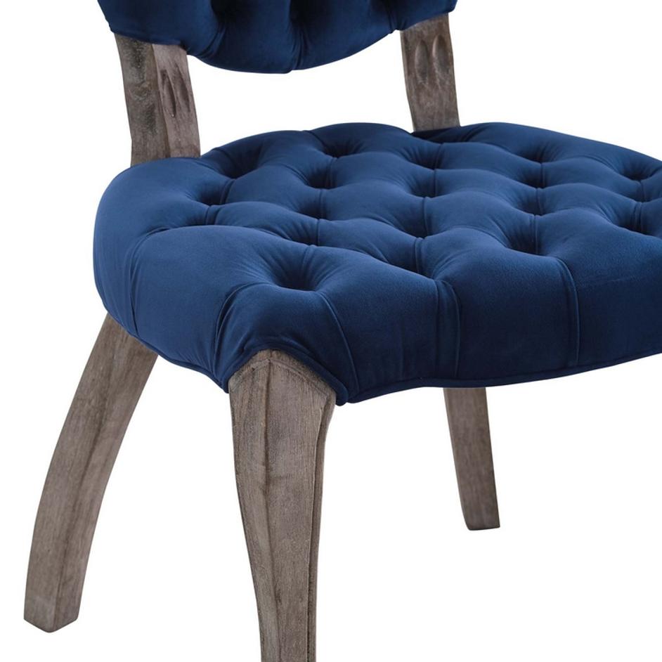 Archibald French Vintage Dining Performance Velvet Side Chair In Navy by Modway Furniture
