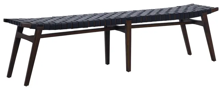 CAMILA 3 SEATER BENCH in BROWN FRAME AND BLACK LEATHER by Dovetail