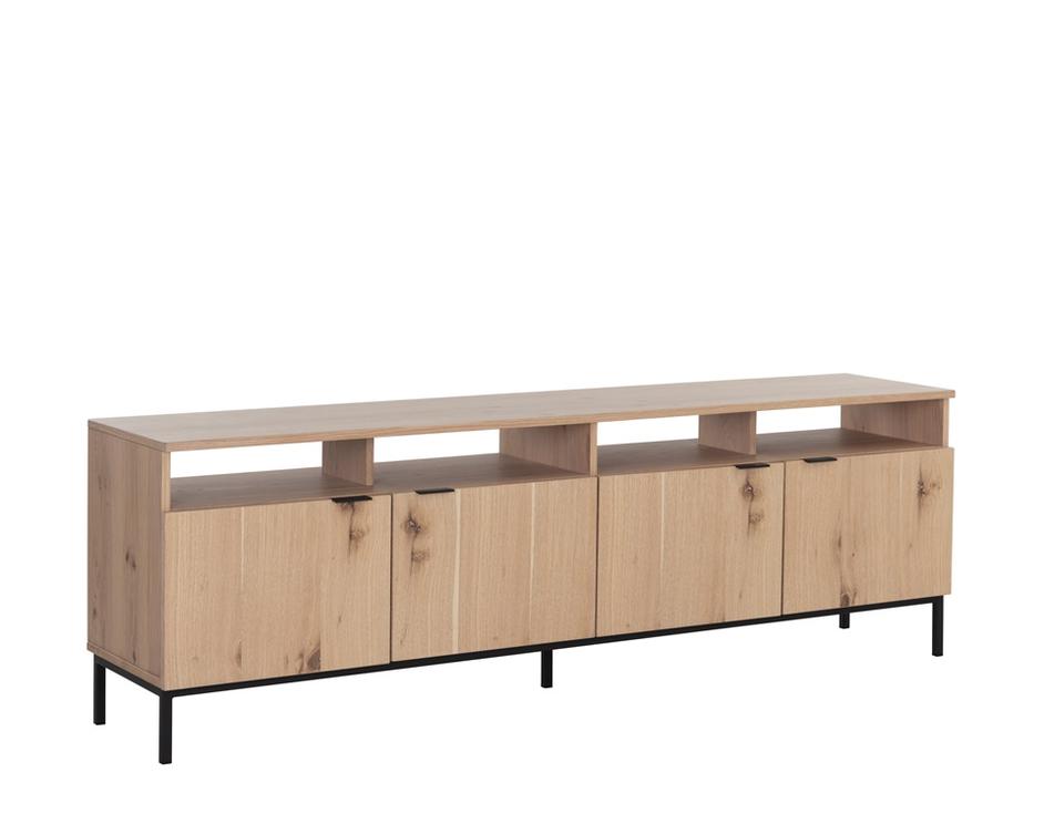 AMBROSE MODULAR MEDIA CONSOLE AND CABINET - RUSTIC OAK - BLACK by Sunpan