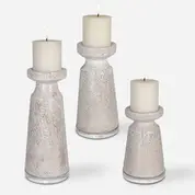 Kyan Ceramic Candleholders, S/3 by Uttermost