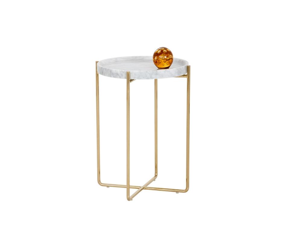 Liv Side Table - White Marble by Sunpan