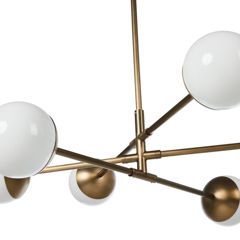 Oriana Chandelier In Aged Brass Iron And Milk Glass by Four Hands