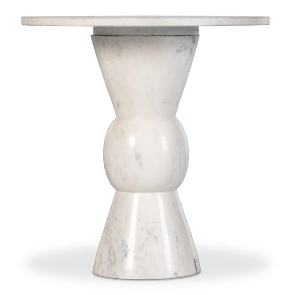 Fox End Table In Polished White Marble by FOUR HANDS