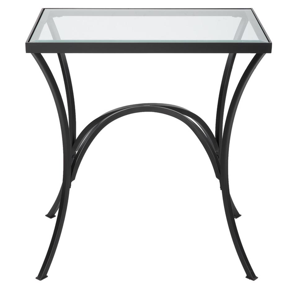 Alayna Black Metal & Glass End Table by Uttermost