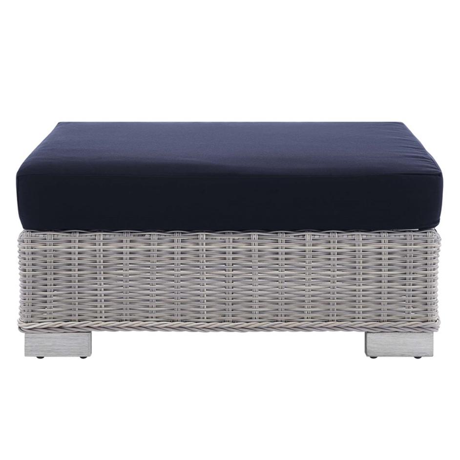 Rosie Sunbrella® Outdoor Patio Wicker Rattan 2-Piece Armchair And Ottoman Set In Light Gray Navy by Modway Furniture