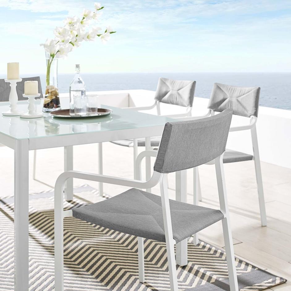 Fenimore Stackable Outdoor Patio Aluminum Dining Armchair In White Gray by Modway Furniture