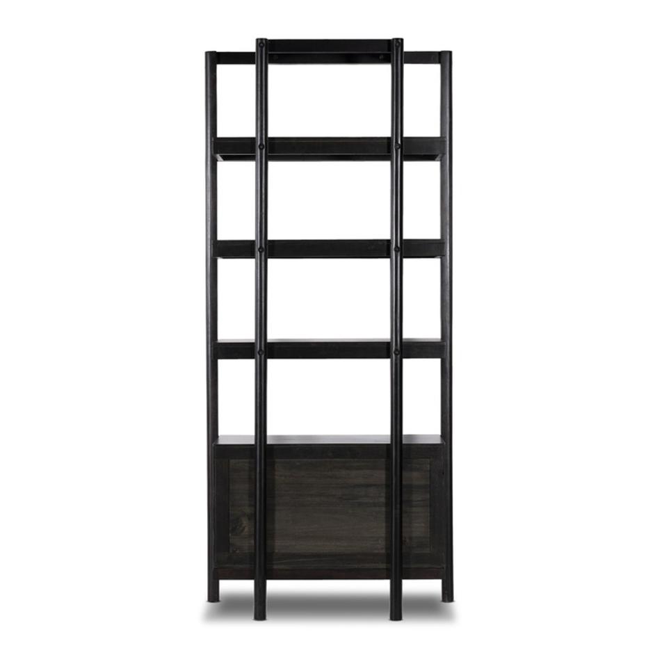 Reza Bookcase - Worn Black Acacia by Four Hands