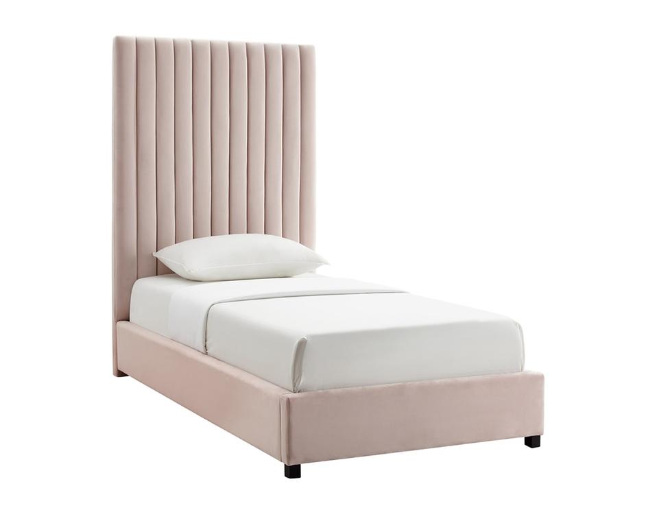 Arabelle Blush Velvet Bed in Twin by tov furniture